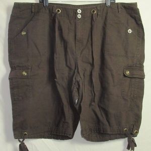 Brown Linen Cargo Shorts (28)